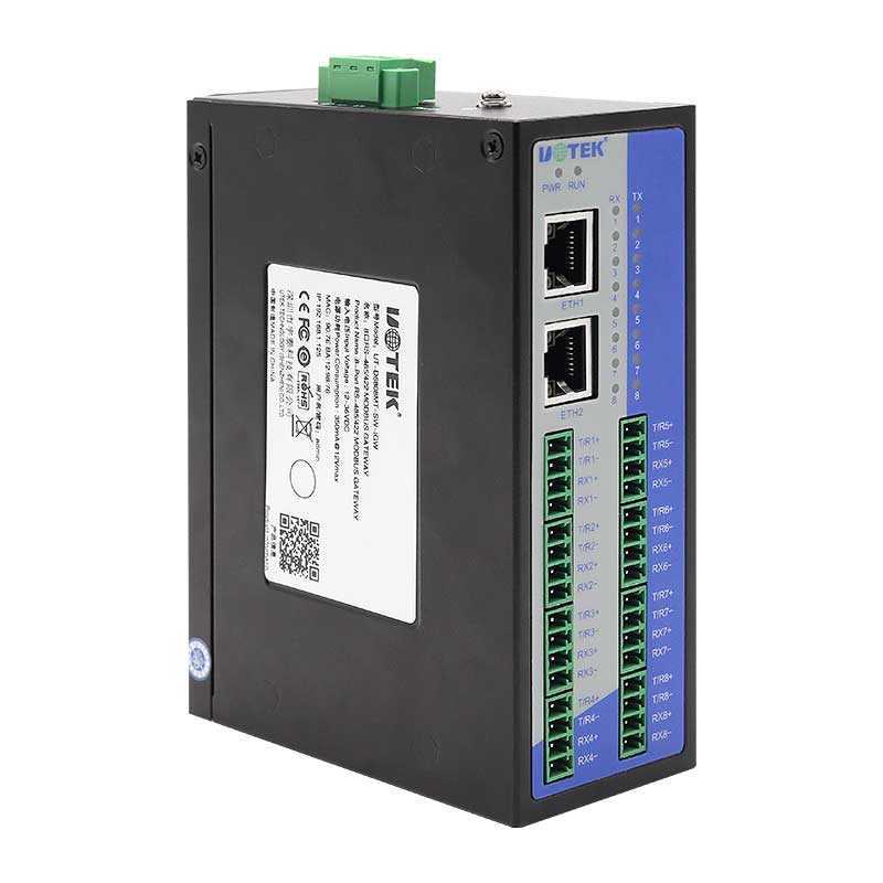 導軌式8口隔離型Modbus網關